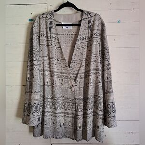 Vintage 90s Studio C Blazer Size 20 Tan w/ Aztec Pattern Made in USA *GUC